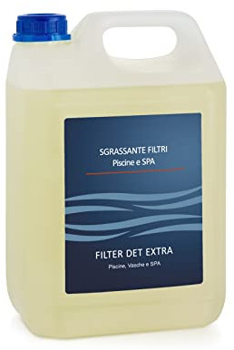 Filter DET Extra 5 Lt, Detergente Sgrassante e Sequestrante per filtri a Sabbia, Vetro o Cartuccia. per Piscine e Spa