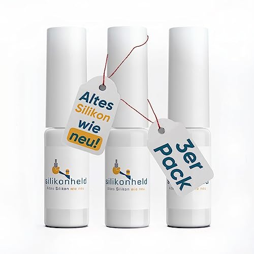 Silikonheld Silikonstift Weiß 3er Pack - Silikonfarbe zur Erneuerung von Silikonfugen ohne Silikonentferner - Fugenfarbe Silikon - Made in Germany - 3x8ml