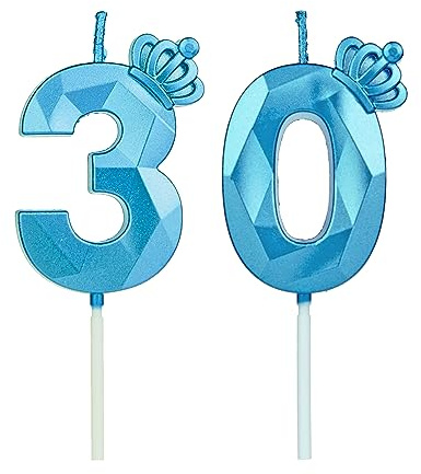 DTXLX Candela Corona Numero 30 Blu Compleanno