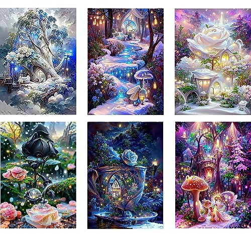 Mupmod 6 Pack Diamond Painting Set, Diamant Painting Bilder DIY Erwachsene Wohnzimmer Schlafzimmer Büro Eingang Dekoratio