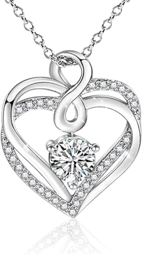 VNOX Kette Damen Silber Herz Anhänger Kette Mädchen Kette Mit Herzanhänger Halskette Damen Schmuck Geschenke für Frauen Geburtstags Weihnachten Valentinstag Muttertag