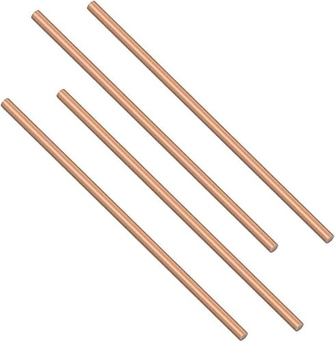 YUUCHEN Kupferdraht 4 Stück runde Kupferstreifen aus massivem Kupfermetall, Stangenmetall, Bastelmaterial, Länge 500 mm-4mm in Diameter
