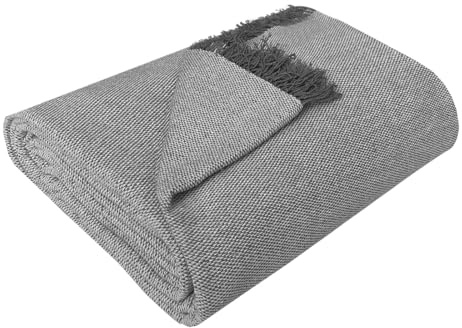 Acomoda Textil – Colcha Multiusos para Sofá y Cama, Manta Foulard Cómoda, Grande y Práctica de Algodón-Poliéster. Plaid Cubrecama y Cubresofá Suave y Ajustable. Gris Oscuro, 180x260 cm