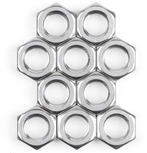 Dadi M12, 10 pezzi, dadi esagonali in acciaio inox (forma bassa), DIN439 A2 V2A, dadi in acciaio inox, dadi piatti esagonali per viti, rondelle e barre filettate