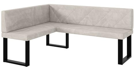 MEBLINI Eckbank für Esszimmer - Küchenbank - Essecke - Sitzecke Küche - ERIC - U-Beine 128x168x87cm Links - Beige Samt
