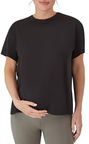 Hanes T-shirt för kvinnor, stretch och återhämtning kortärmad graviditetstopp, fukttransporterande moderskapströja svart, S, Svart, S