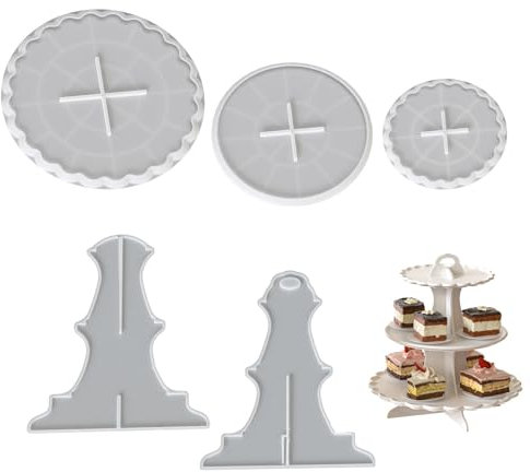 Tårtform i silikonharts, 3 nivåer för desserter, frukt, cupcakes, tallrikar