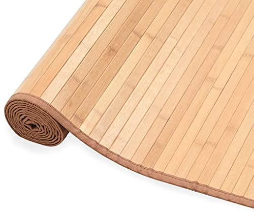 Brun bambumatta 100 x 160 cm | Miljövänlig heminredning | Mjuk och inomhusmatta för vardagsrum, sovrum och kontor; snygg bambufibermatta