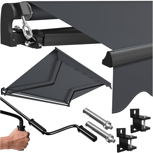 KESSER® Gelenkarmmarkise Vormontiert Markise Gelenkmarkise 300 x 250 cm Terrassenmarkise Sonnenmarkise inkl. Wandhalterung Sonnenschutz Balkonmarkise wasserabweisend Alu/Polyester Anthrazit