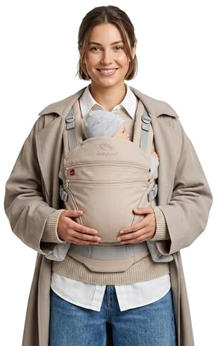 manduca XT Babytrage - Verstellbarer Sitz, der mitwächst - Vom Neugeborenen bis zum Kleinkind - Babytrage aus Bio-Baumwolle mit 3 Tragemöglichkeiten,Happy Blush