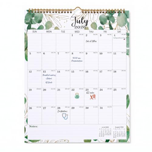 Calendar 2026 2027 UK,Large Wall Calendar Jul.2026-Dec.2027,18 Monthly Family Calendar,Daily Monthly Planner for Easy Organizing,30 x 37cm