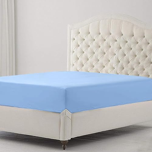 Sapphire collection 300 Thread Count 100% Egyptian Cotton Fitted Sheets (Super King, Blue)