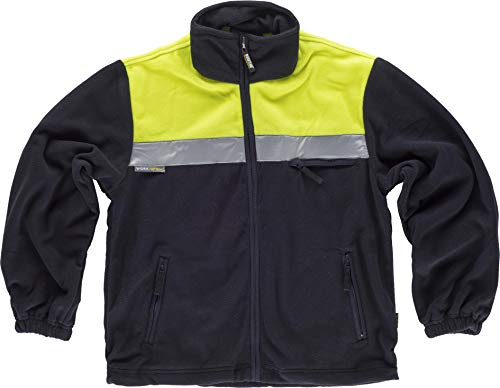Work Team Forro Polar Bicolor con Cremallera y Cintas Reflectantes. Hombre Marino+Amarillo A.V. L