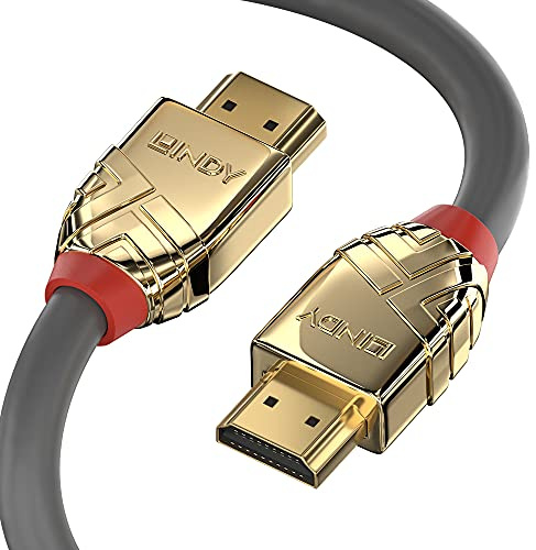 Lindy 2m High Speed HDMI Cable, Gold Line, Premium Design, Gold Plated, Ethernet 4K 60Hz HDMI 2.0 18G 3D 1080p HDCP 2.2 120Hz 144Hz HDR ARC CEC ATC Tested TV OLED Monitor Xbox PS4 PS5 Blu-ray Soundbar