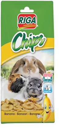 Riga - Chips De Banane Séchée - Friandise Naturelle pour Rongeurs - Riche en Vitamines Et Minéraux - sans Additifs - Idéale pour l’Usure des Dents - 50G