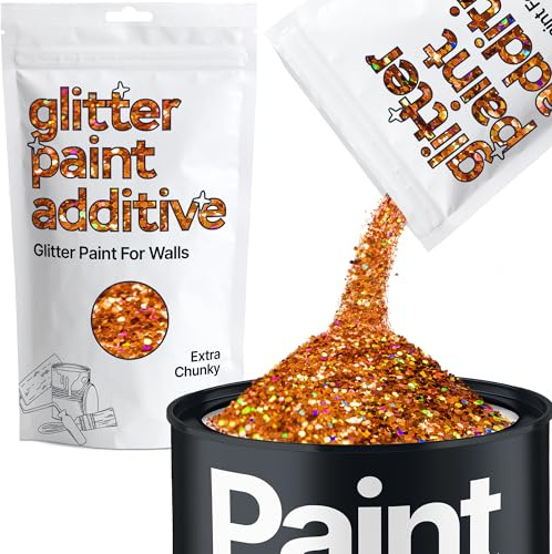 Hemway Copper Holographic Glitter Paint Additive Extra Chunky 100g | for Paints & Varnish | Paint Walls Sparkly Add to Emulsion, Acrylic or Lacquer Indoor