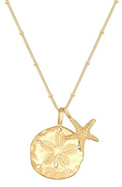 Elli Halskette Damen mit Seestern und Blumen Plättchen Summer-Vibes