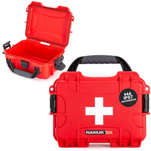 NANUK 903 Valise Premiers Secours Vide - Idéale pour Organiser Une Trousse de Secours, certifiée IP67, Antichoc, résistante à la poussière et Flottante. (23.1 × 17.3 × 9.7 cm) - Rouge