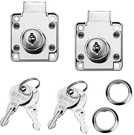WANTOUTH 2 PCS Cerradura de Armario con Llave Cerradura de Seguridad para Armario Gabinete Cerradura de Leva con Llave de Aleación de Zinc Cerradura de Buzón Cerradura Cajon para Oficina Hogar