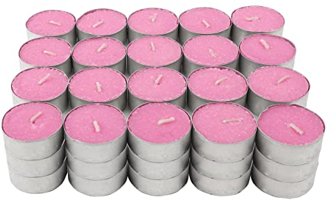 Lumini Profumate, 60 Unità Tealight Candele Lumini Colore Fucsia Aromatiche - Profumo di Esplosione Frontale