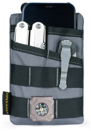 VIPERADE VE3 EDC Tool Pocket Organizer, Small EDC Pocket Organizer Pouch for Men,Small Multitool Nylon Tool Pouch for Mini Flashlight Multitool - Grey