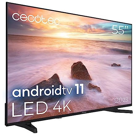 Cecotec TV LED 55 Smart TV A2 Series ALU20055. Résolution 4K UHD, Android 11, Frameless, MEMC, Dolby Vision, Dolby Atmos, HDR10, 2 Haut-parleurs 10W, Modèle 2023