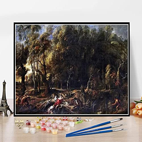 Zahlengemälde für Erwachsene Atalanta und Meleager Jagd Das Calydonische Wildschwein Malen von Peter Paul Rubens DIY Malen nach Zahlen Kits auf Leinwand