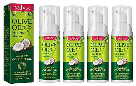 4 Pièces Mousse Pour Cheveux, 60ml Mousse Hydratante Naturelle À L'huile D'olive, Mousse De Fixation Longue Durée Pour Tresses, Boucles, Perruques, Ondulations
