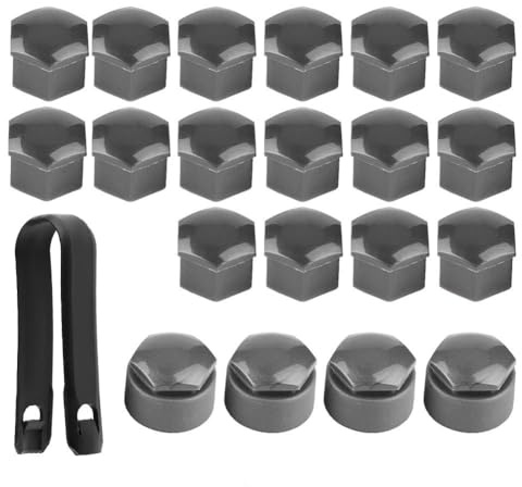 Unifizz 20 st flänsmutterskydd universal 17 mm hjulfläns mutter mittskydd bult skydd lock med utdragare för hjul grå