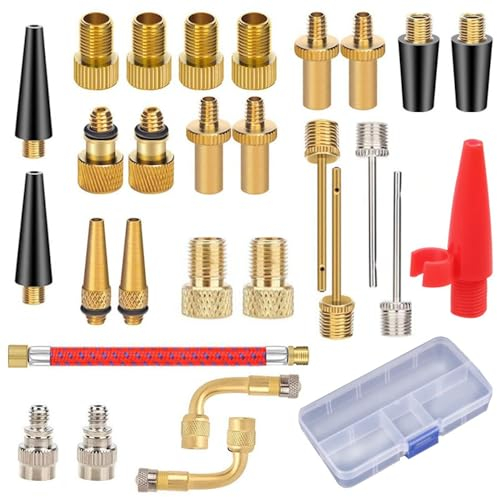 Fahrradventil Adapter Set Fahrrad,Fahrrad Ventil Set,Luftpumpe Adapter mit Aufblasbarer Schlauch,Fahrrad Ventil für Alle Fahrradventile,mit Dichtring für Kompressor Fahrradpumpe (28 Stück)