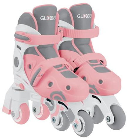 GLOBBER Learning Skates 2in1, Inline- und Quad-Skates Kinder, verstellbar Gr.26-29, ABEC 9, Rollengröße 48x24 mm, rosa