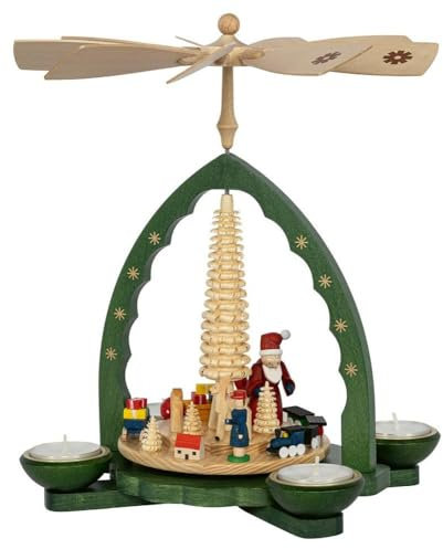 Rudolphs Schatzkiste Pirámide - Pirámide para velas de té y velas, altura de 27 cm, color verde