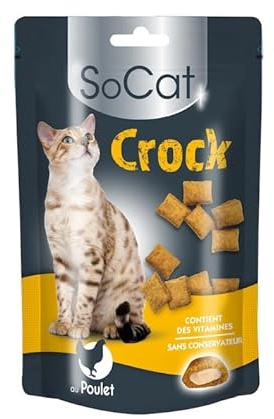 Riga - SoCat Crock Au Poulet - Friandises pour Chat - Biscuit Croquant Au Coeur Crémeux - Riche en Vitamines - sans Conservateur - Récompense Idéale - 60 g