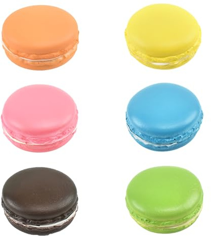 XCSJ 6 Pcs Macaroon Simulation Artificial Fake Macaron Falsos Macarons Simulación Alta para Accesorios De Fotografía, Decoración De Fiestas En Casa, Exhibición De Panadería (6 Colores, 5 * 2.5cm)