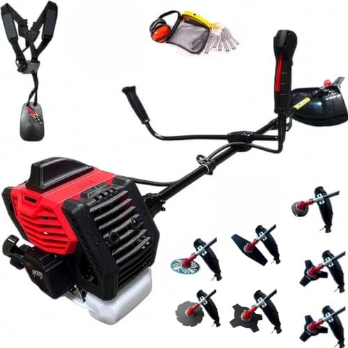 Synergy Desbrozadora Gasolina 65cc 4,9CV 7 en 1 – Motor 2 Tiempos – Disco de Widia, Disco 8 Puntas, Disco 4 Puntas, Discos de 3 Puntas, Disco 2 Puntas y Cabezal automatico – Cortabordes
