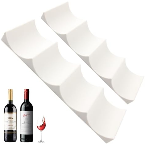 2PCS White Wine Rack for Fridge, Stackable Bottle Organizer for Refrigerator, Fridge Bottle Rack, Fridges Bottle Holder, Countertop, Cabinet, Anti-Slip Bottles Holder for Wine, Drinks, Beverages