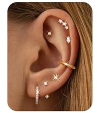 Dochais 7 Paires Boucles d'Oreilles Acier Chirurgical 316L pour Femme Petites Boucles d'Oreilles Piercing Helix Boucle d'Oreille Cartilage Femme Or Creoles Conch Tragus Piercing Oreille Bijoux A