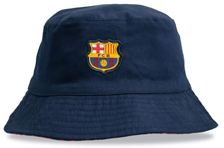 Hy-PRO Cappello alla Pescatora Reversibile con Licenza Ufficiale Barcellona, Cappello alla Pescatora da Uomo con Stemma della Squadra, Comodo 60 cm, vestibilità Unisex, Elegante Copricapo Casual, Blu