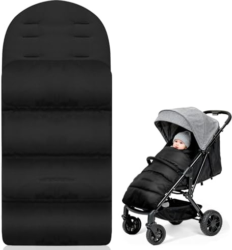 AOOWU Fußsack Kinderwagen Winter, Babyfußsack Baby Fußsack Winterfußsack Babyschale mit Reißverschluss, Kuschelsack Babydecke Kinderwagen, Universelle & Wasserdicht, Maschinenwaschbar, Schwarz