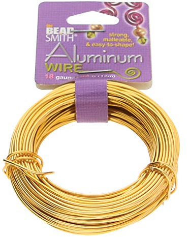 The Beadsmith 18-Gauge Anodized Petite Cut Aluminum Wire for Jewelry Making, 39 Feet / 13 Yard Spool (Gold Color)