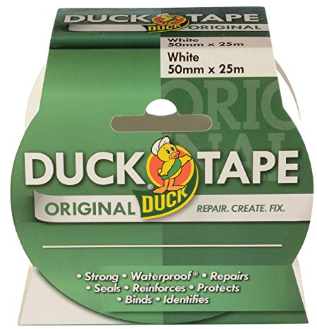 Duck Tape Original, Weiß, 50 mm x 25 m Das hochfeste, wasserdichte Gaffer- und Rohr-Klebeband, Reparaturband.