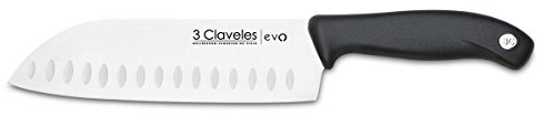 3 CLAVELES CUCHILLO SANTOKU ALVEOLADO Evo PL. 18 cm-7 E 3C 01356, Alloy Steel, Multicolor, 40x6x1 cm