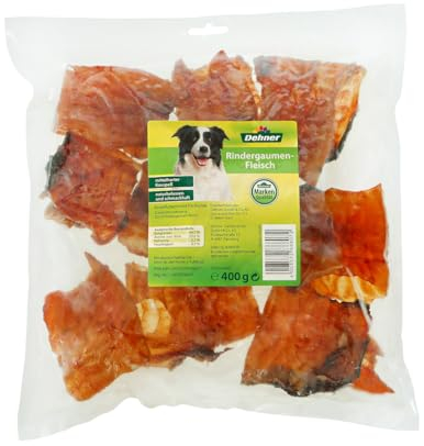 Dehner Lieblinge Hundesnack, Hundeleckerli getreidefrei / zuckerfrei, Kausnack für Hunde, Rindergaumenfleisch, 400 g