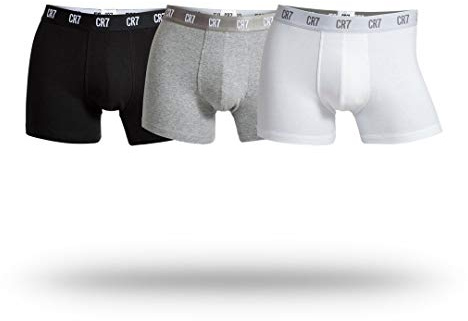 CR7 CRISTIANO RONALDO Herren Enganliegende Boxershorts (3er-Pack), Mehrfarbig (Schwarz/Grau/Weiß), L