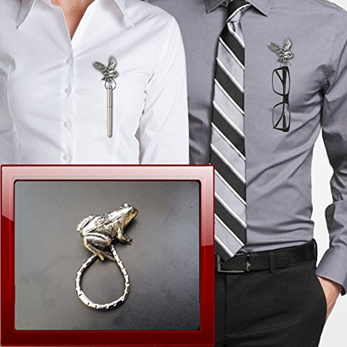 Grenouille A14 Porte-broche en étain pour lunettes, stylo, carte d'identité, bijoux