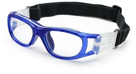 EnzoDate Kinder-Basketball-Brille für jungen & Mädchen, klar, Objektiv Teenager Sportbrille Schutzbrille Fußball (Blau)