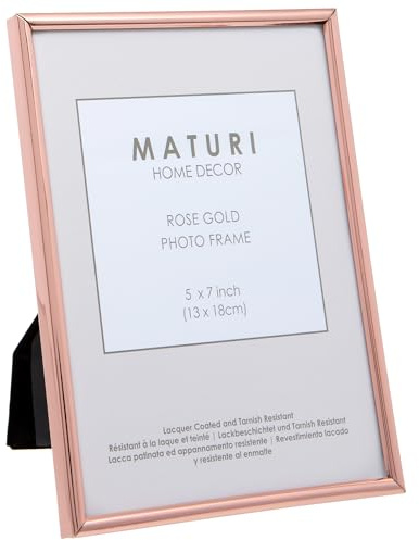 Maturi Rose Gold Coloured Photo Frame - Thin Edge, 5 x 7-inch (13 x 18cm)