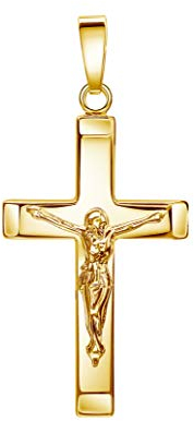 JEVELION Kruzifix Kreuz-Anhänger Goldkreuz Jesus Christus für Damen, Herren und Kinder als Kettenanhänger 585 Gold 14 Karat