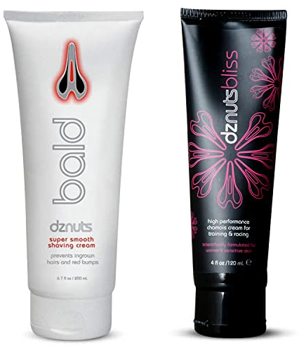 dznuts - Women’s Bliss Chamois with dznuts Bald Super Smooth Shaving Lotion - Prevents Razor Burns, Ingrown Hairs, Cooled and Moisturized Skin