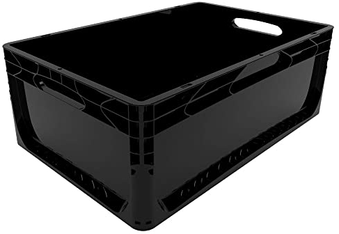 Karton EU Eurobox geschlossen Schwarz 60 x 40 x 22 cm lebensmittelecht Transportbox Lagerbox Behälter Aufbewahrungsbox Stapelbox